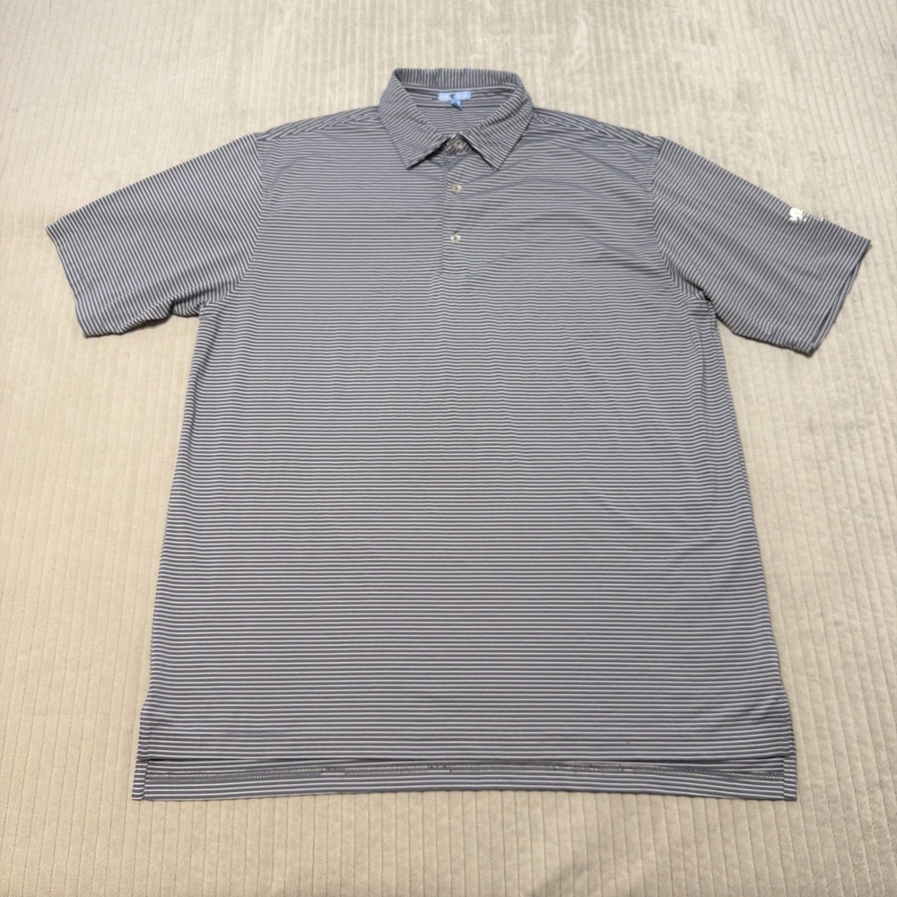 GenTeal Polo Shirt Mens XL Striped gray White Performance Golf Stretch